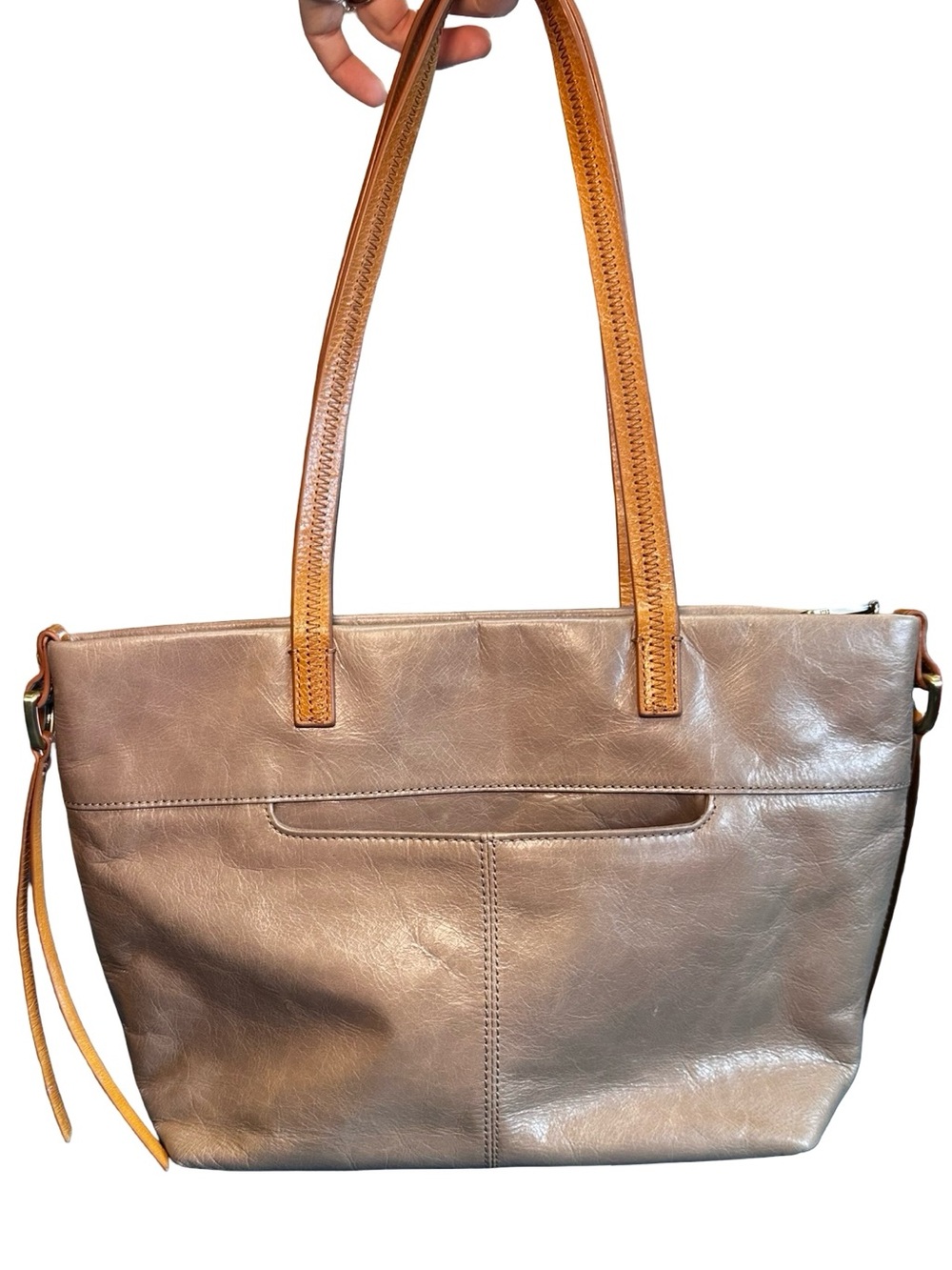 Hobo Cecily Mini Tote Bag in Parchment Leather Travel Coastal Chic Resort Career - Picture 3 of 14